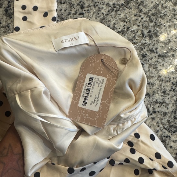 Meshki Cream and Black Backless Polka Dot Dress NWT - Picture 4 of 4